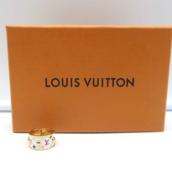 Louis Vuitton x Takashi Murakami S-Lock Ring White Coated Canvas Size 5 NEW - Picture 1 of 9